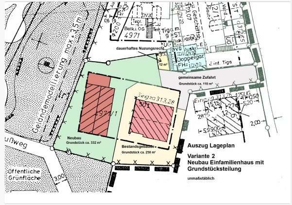 Planung Neubebau Wohnhaus mit Grundstücksteilung