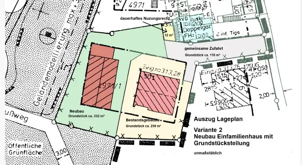 Planung Neubebau Wohnhaus mit Grundstücksteilung