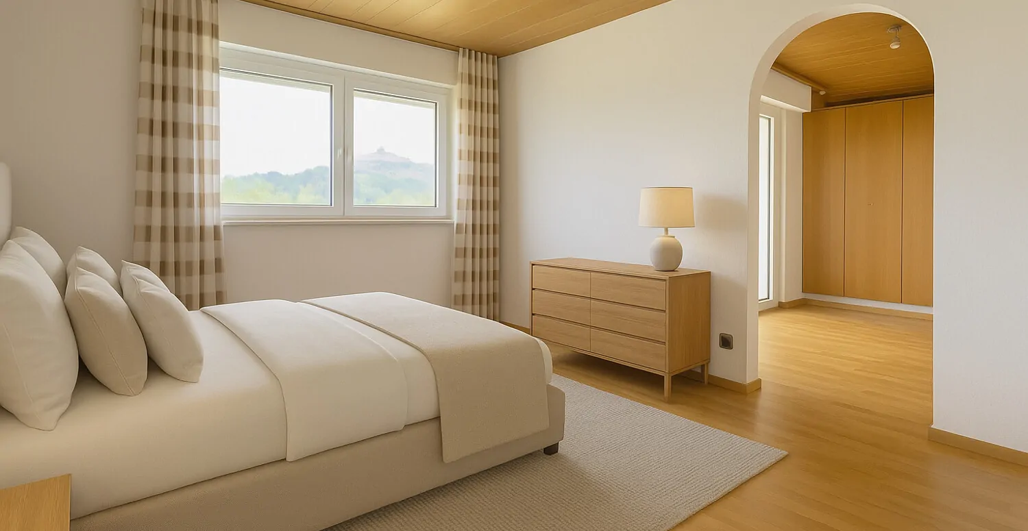 Schlafzimmer mit virtueller Einrichtung