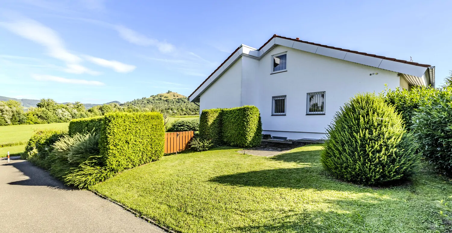 Hausansicht seitlicher Gartenbereich