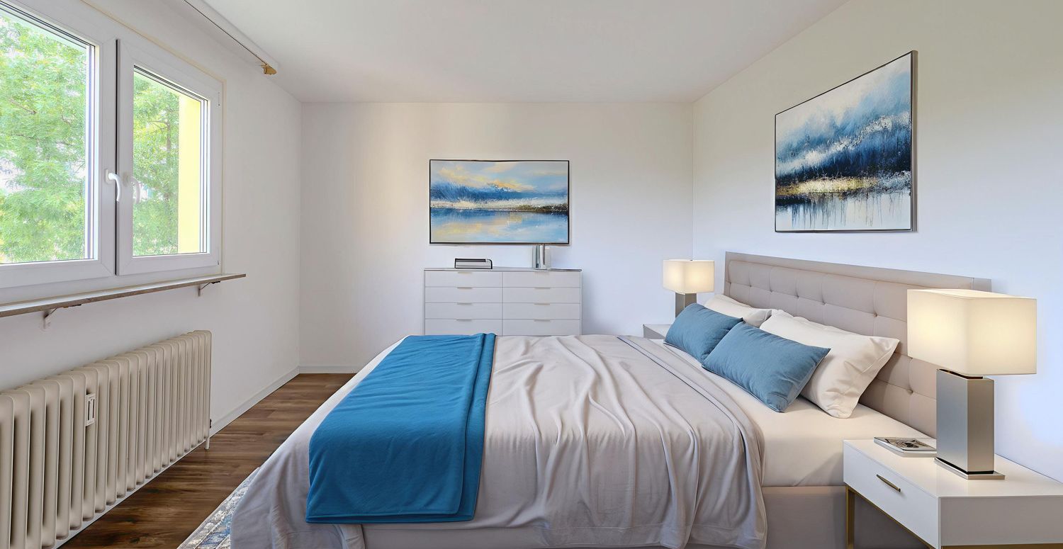 Schlafzimmer mit virtueller Einrichtung