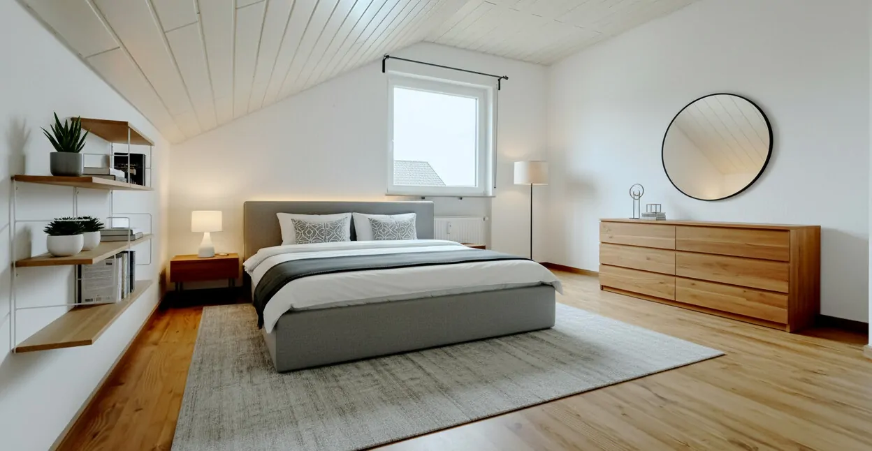 Schlafzimmer mit virtueller Einrichtung