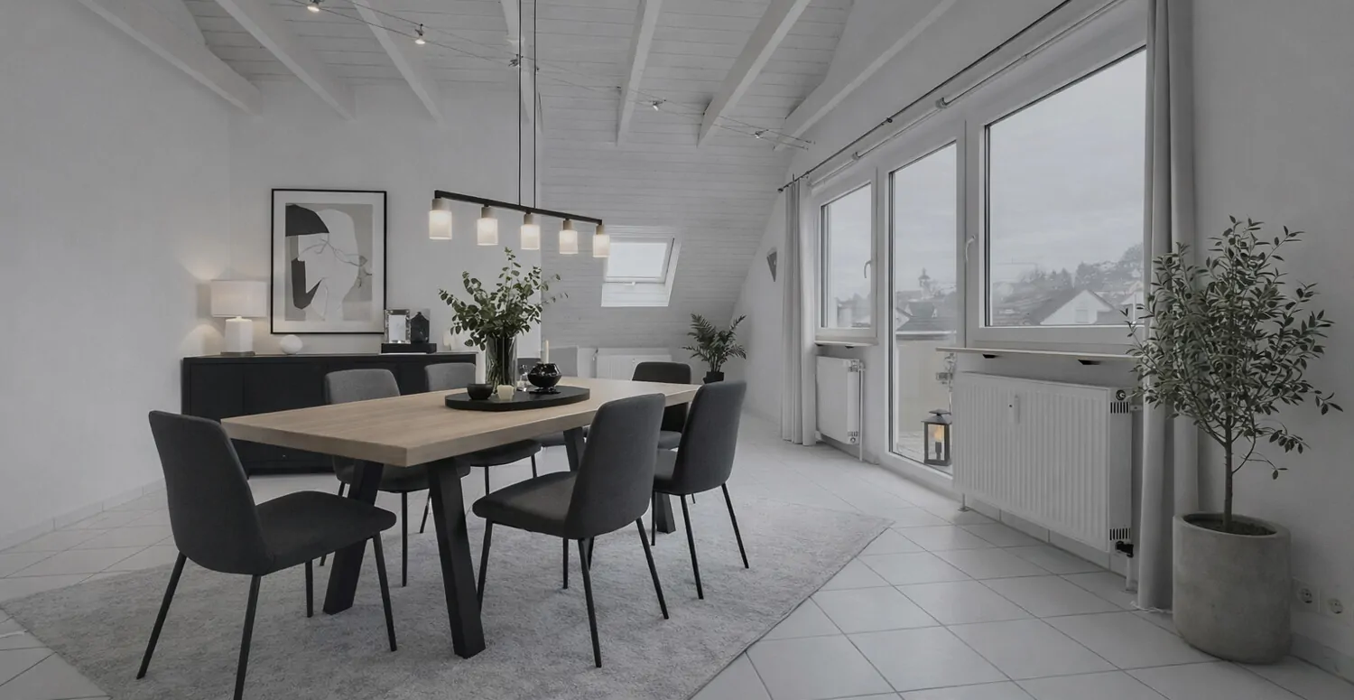 Wohn-/ Essbereich mit virtueller Einrichtung