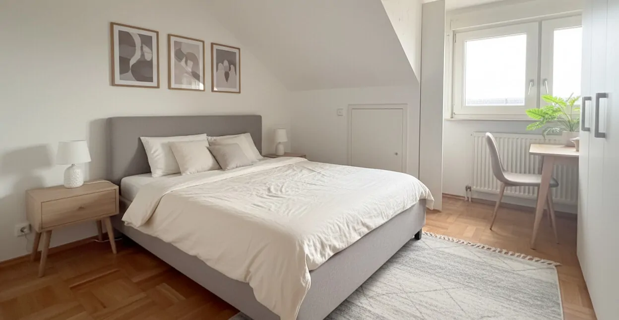 Schlafzimmer mit virtueller Einrichtung