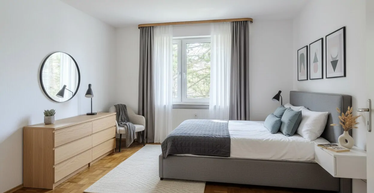 Schlafzimmer mit virtueller Einrichtung