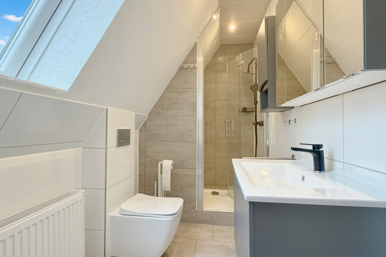 Bad mit Dusche und WC im Dachgeschoss