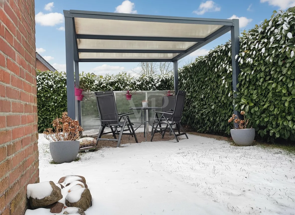 seitlicher Gartensitz überdacht