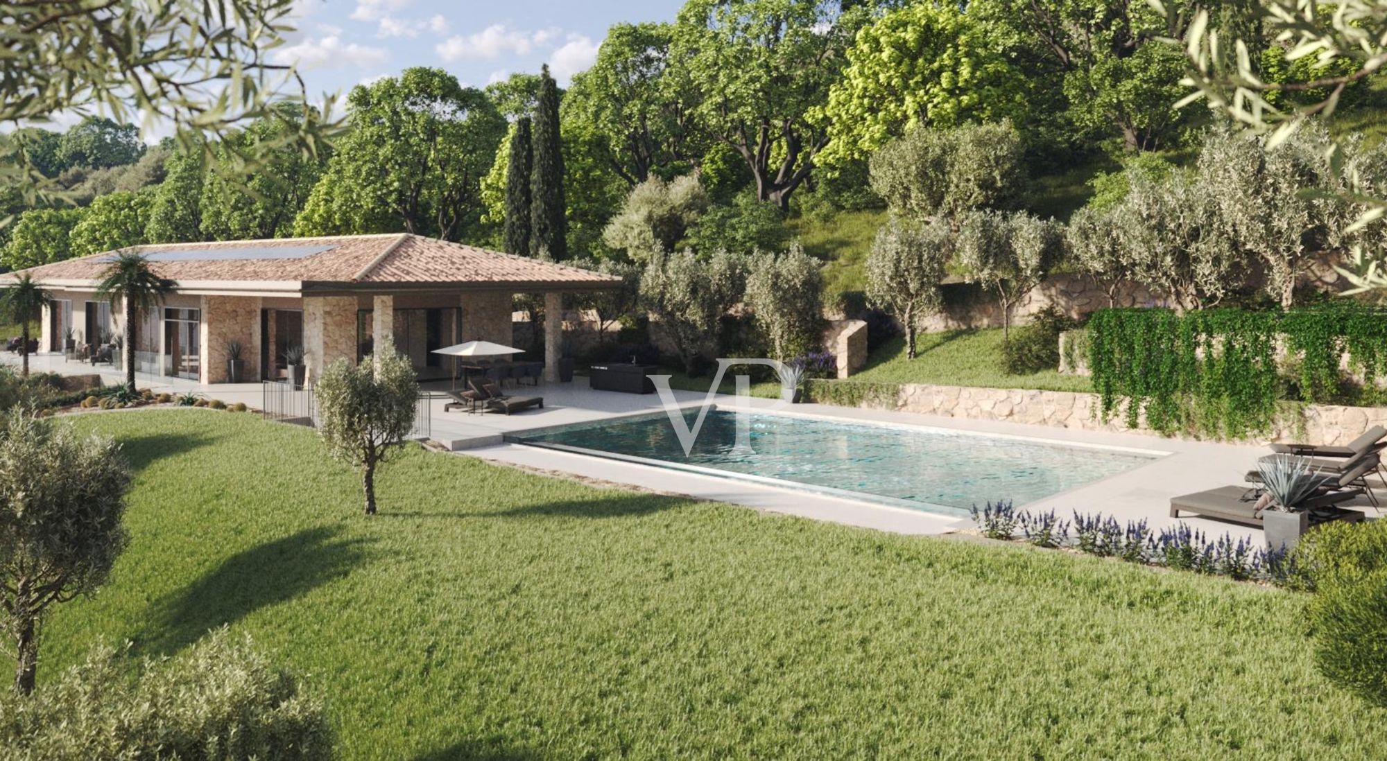 Vue de rêve sur la baie de Garda - magnifiques constructions environnantes dans une nature méditerranéenne et huile d'olive propre