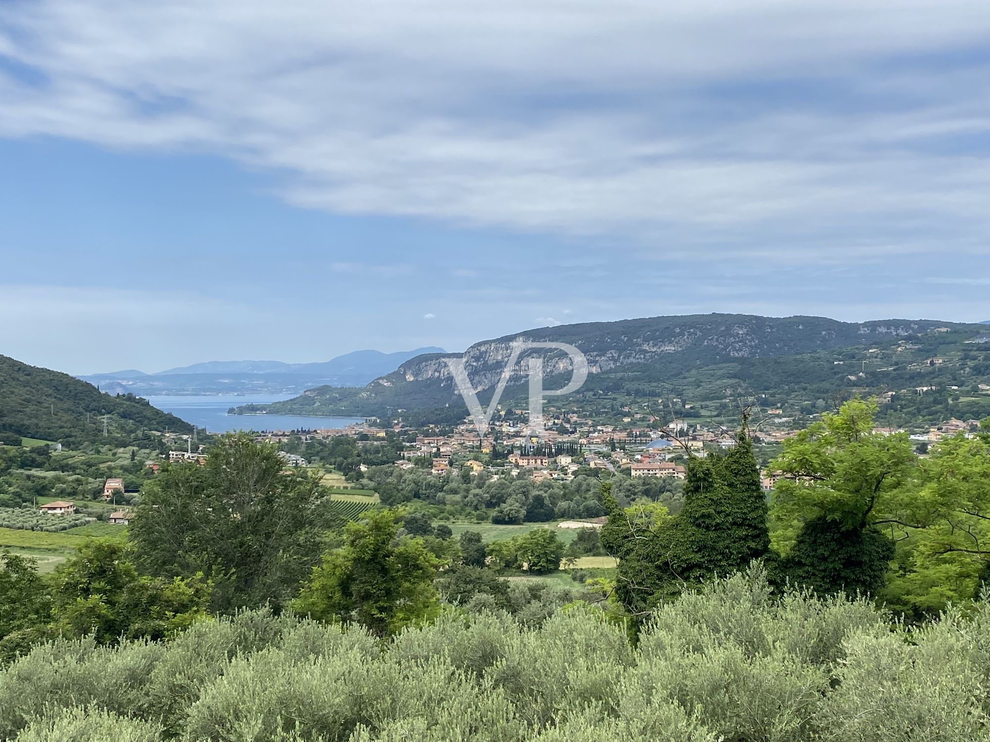 Traumhafter Blick auf die Bucht von Garda - wunderschöne Umgebungsbebauung in mediterraner Natur und eigene Produktion von Olivenöl