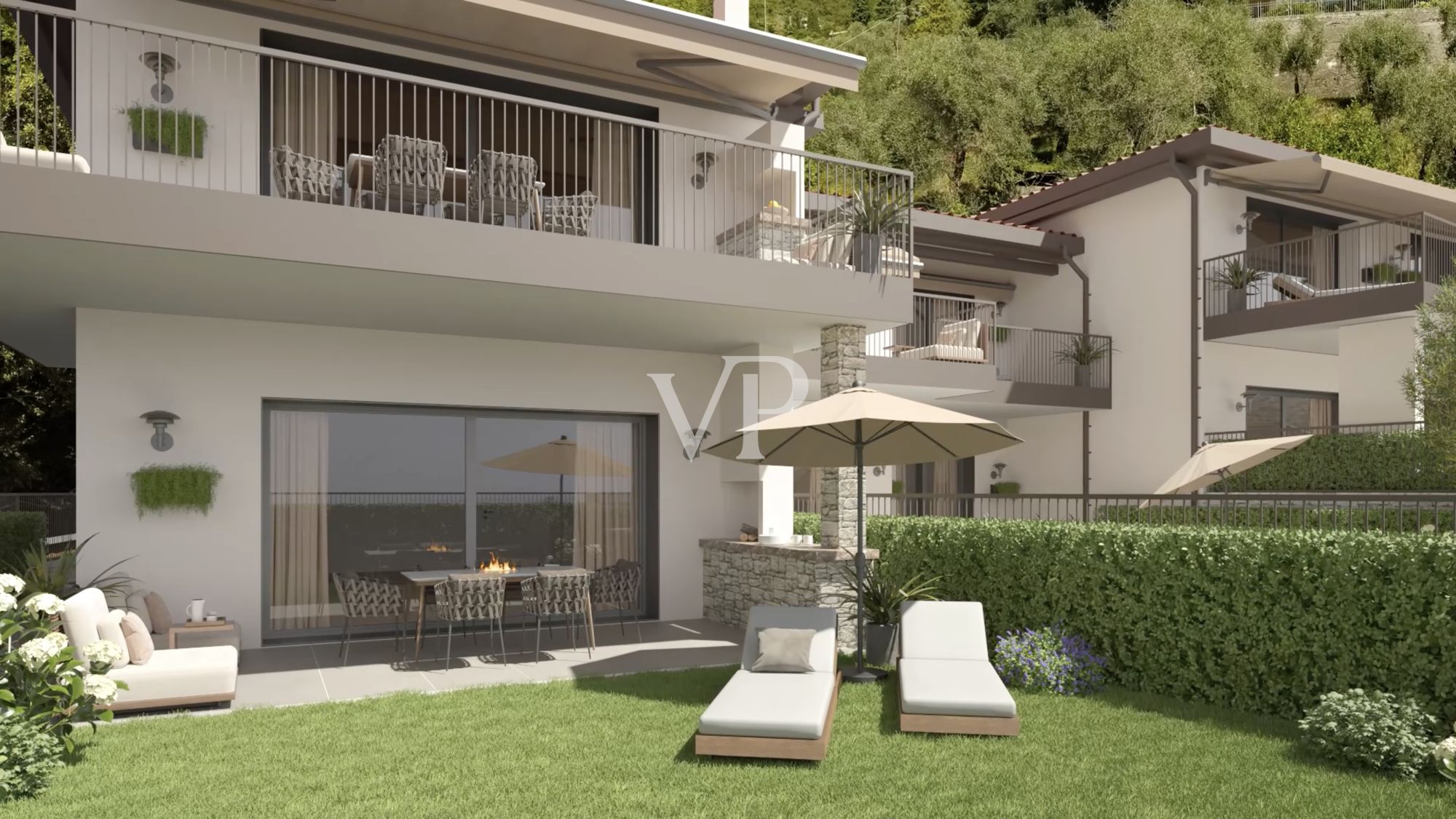 Modern two-bedroom apartment in Gardone Riviera in an exclusive lake-view residence