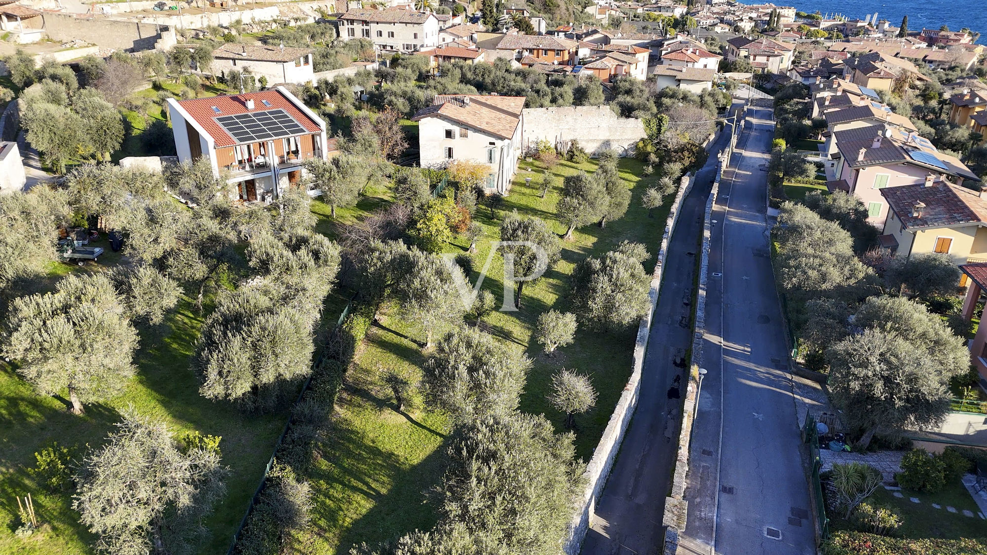 Farmhouse with lake view and park with olive trees