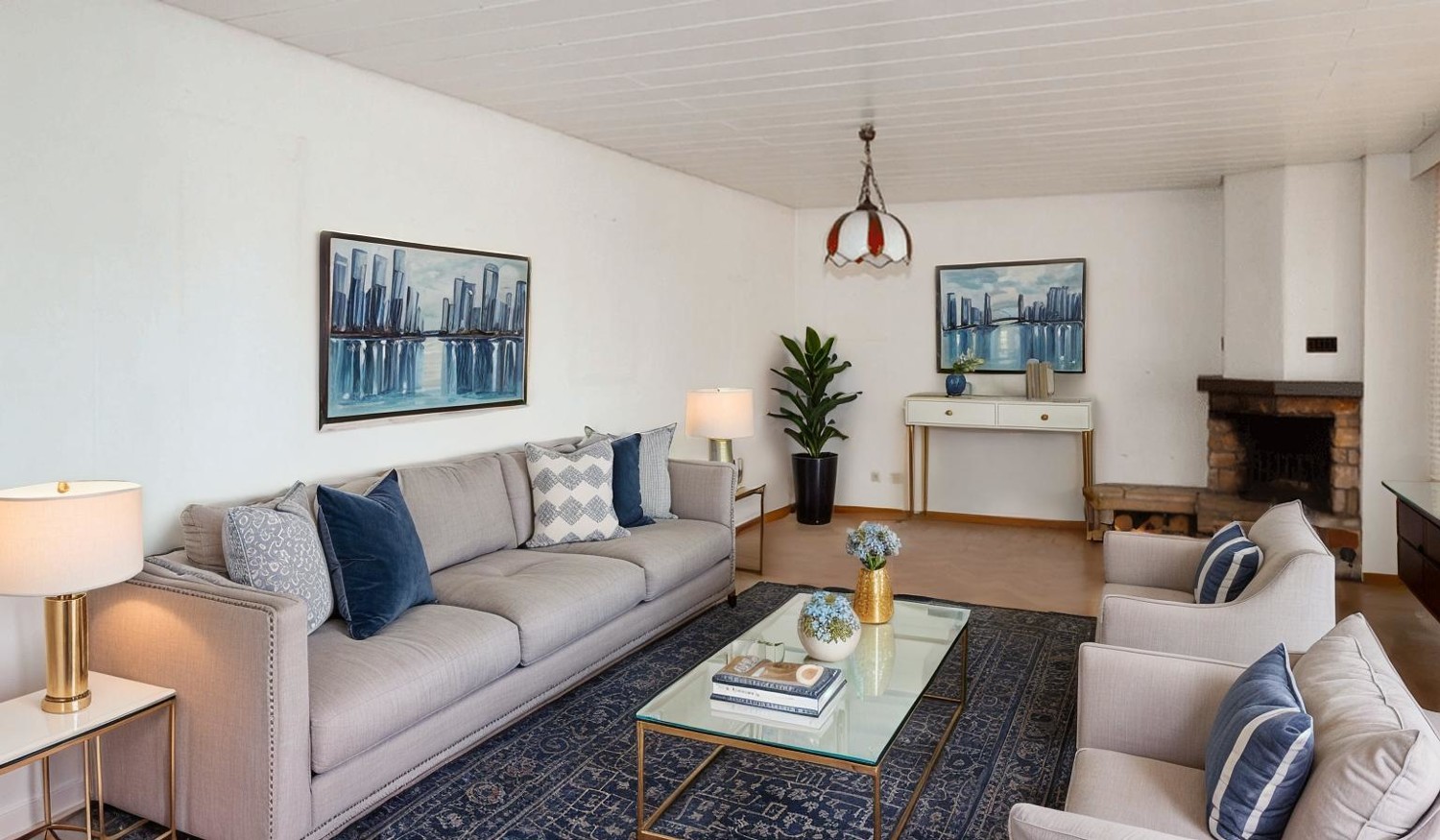 Wohnzimmer KI gestaged