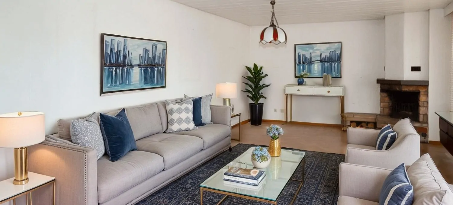 Wohnzimmer KI gestaged