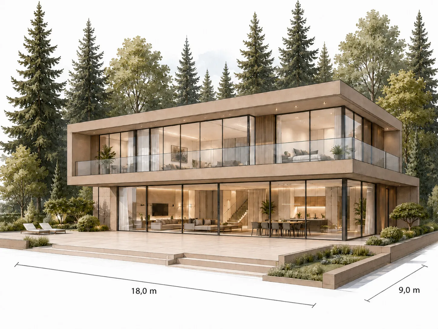Villa mit Bäumen KI gen.in schlamm