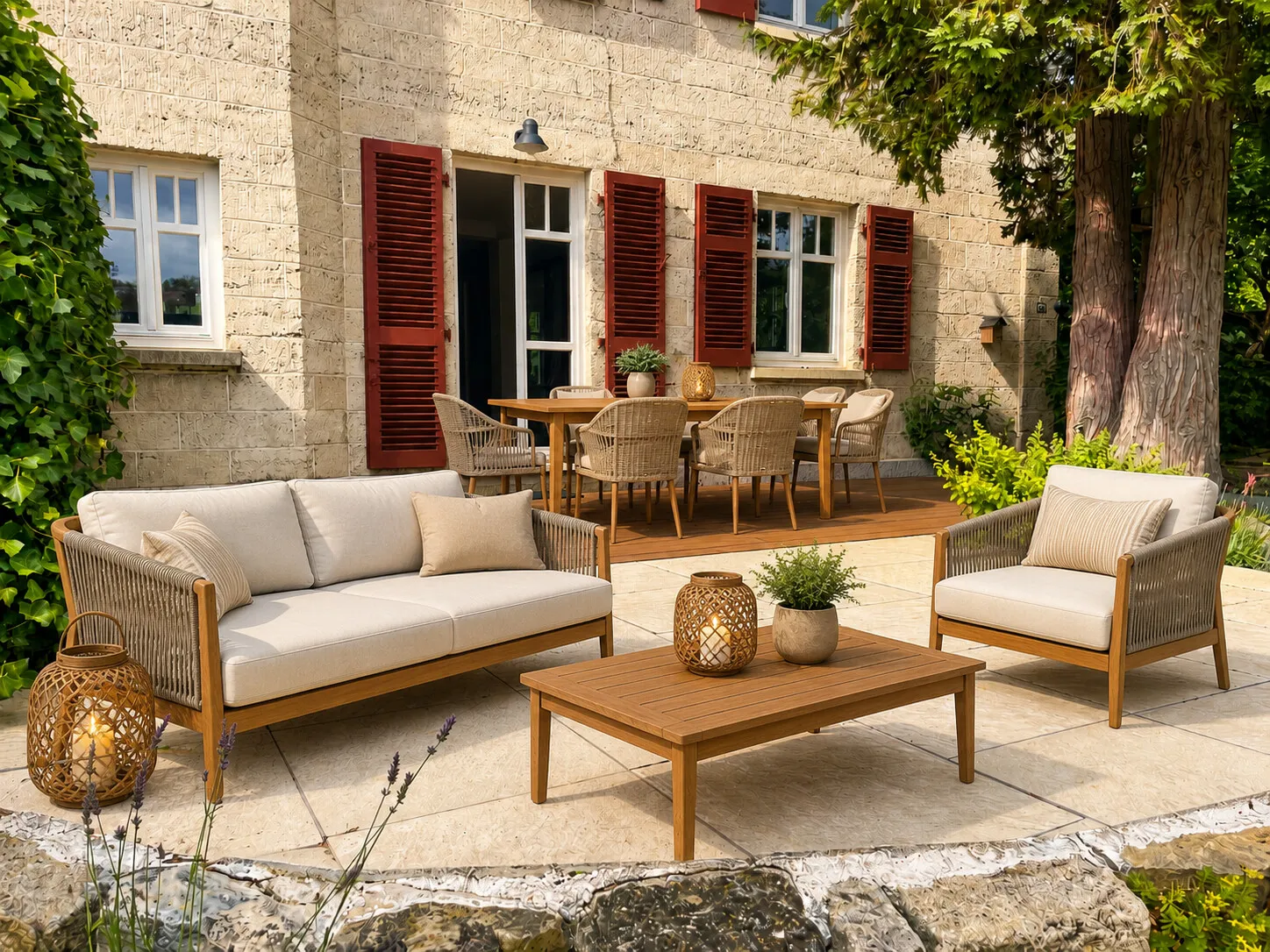Terrasse vorm Haus mit KI