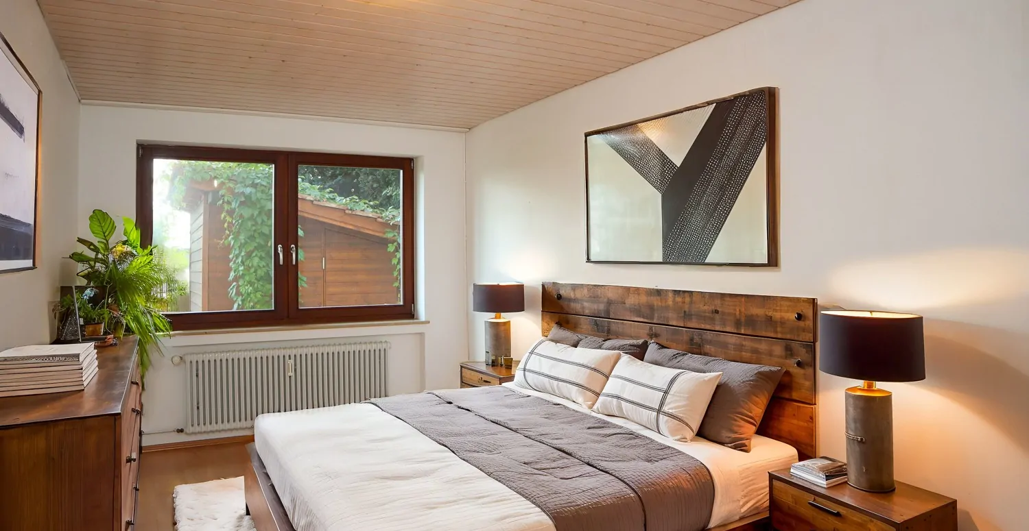 Schlafzimmer Gartengeschoss visualisiert