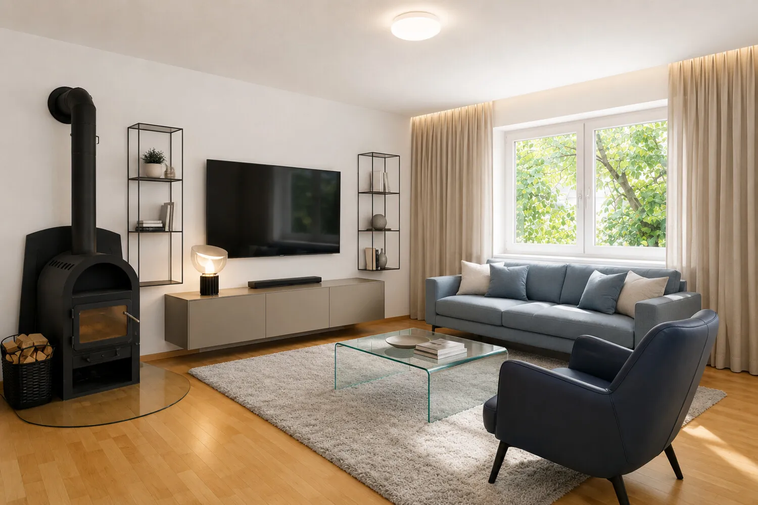 Einheit 1 OG Kaminzimmer Möblierungsvorschlag