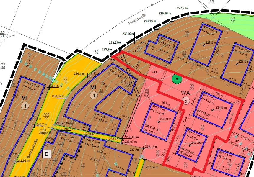Ausschnitt Bebauungsplan