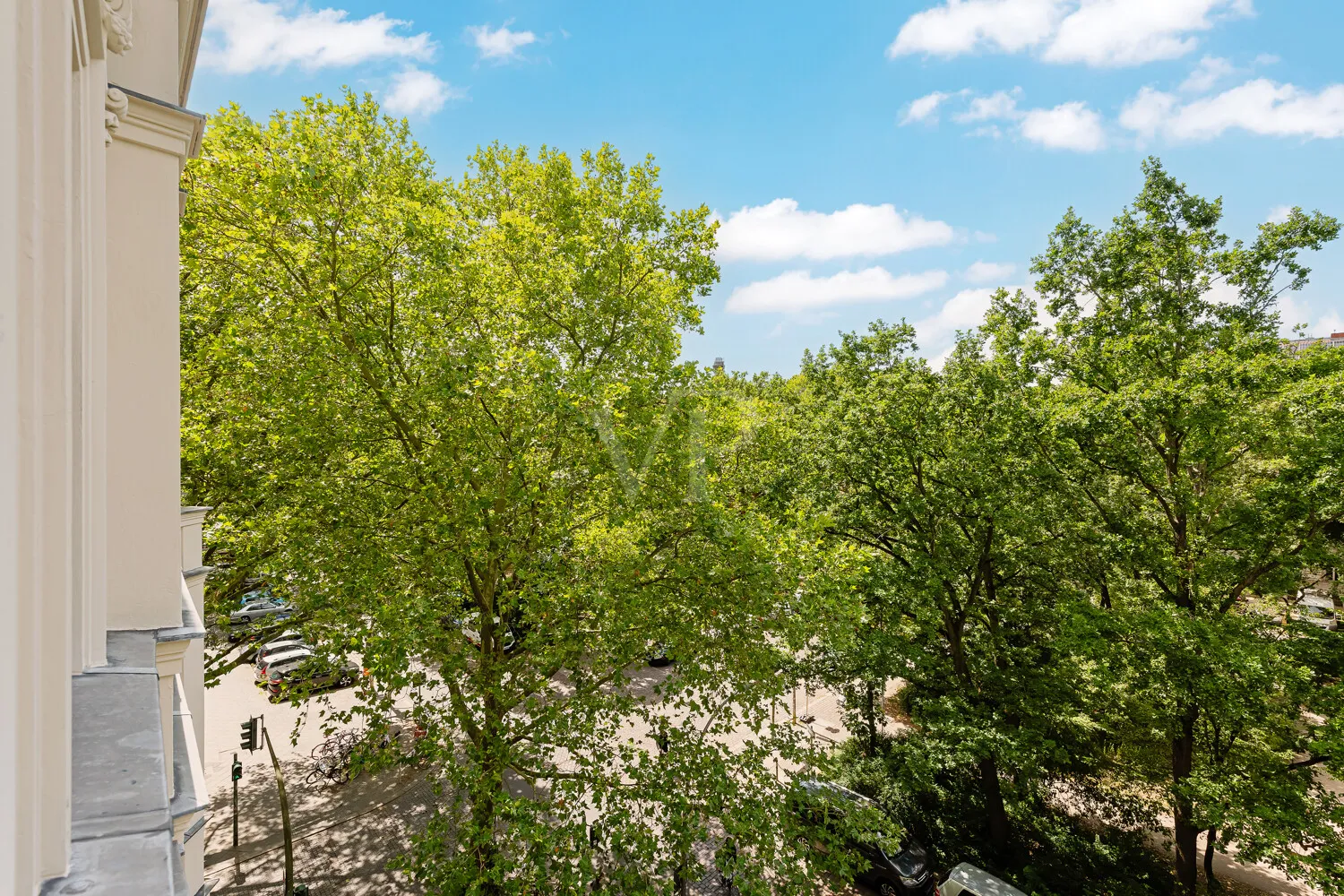 Ausblick auf die Grünanlage vor der Haustür