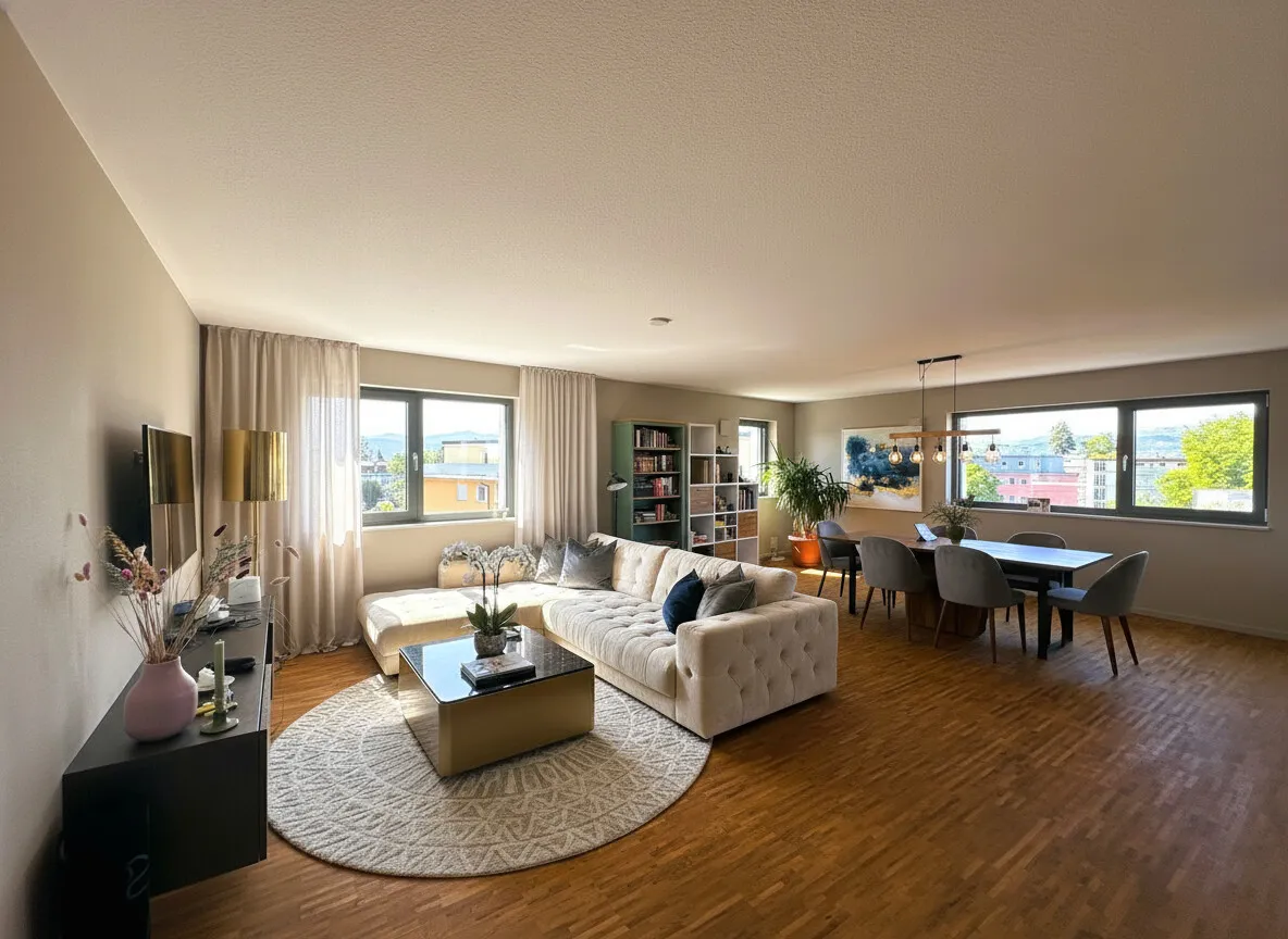 Wohn/ Esszimmer KI/ Homegestaged