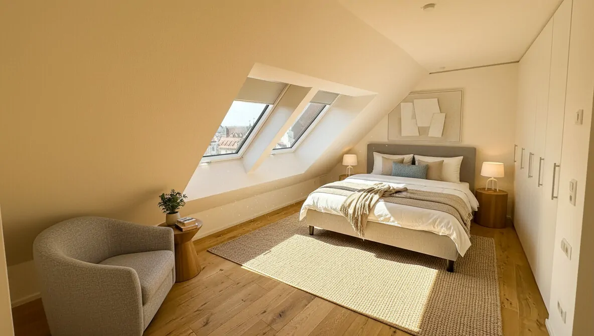 Schlafzimmer 2. DG Ebene / KI Homestaging