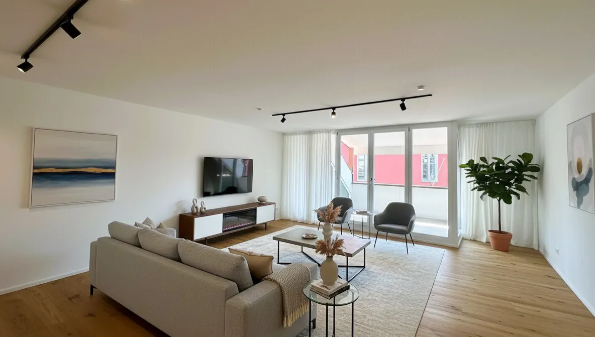 Wohnbereich mit Zugang zur Loggia / KI Homestaging