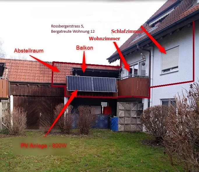 Ansicht Balkon und PV Anlage