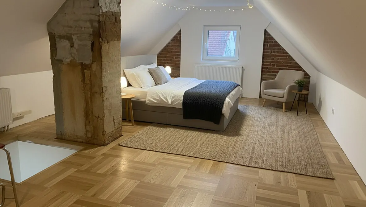 Schlafzimmer im DG KI gestaged