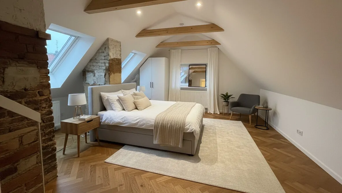 Schlafzimmer im DG KI gestaged