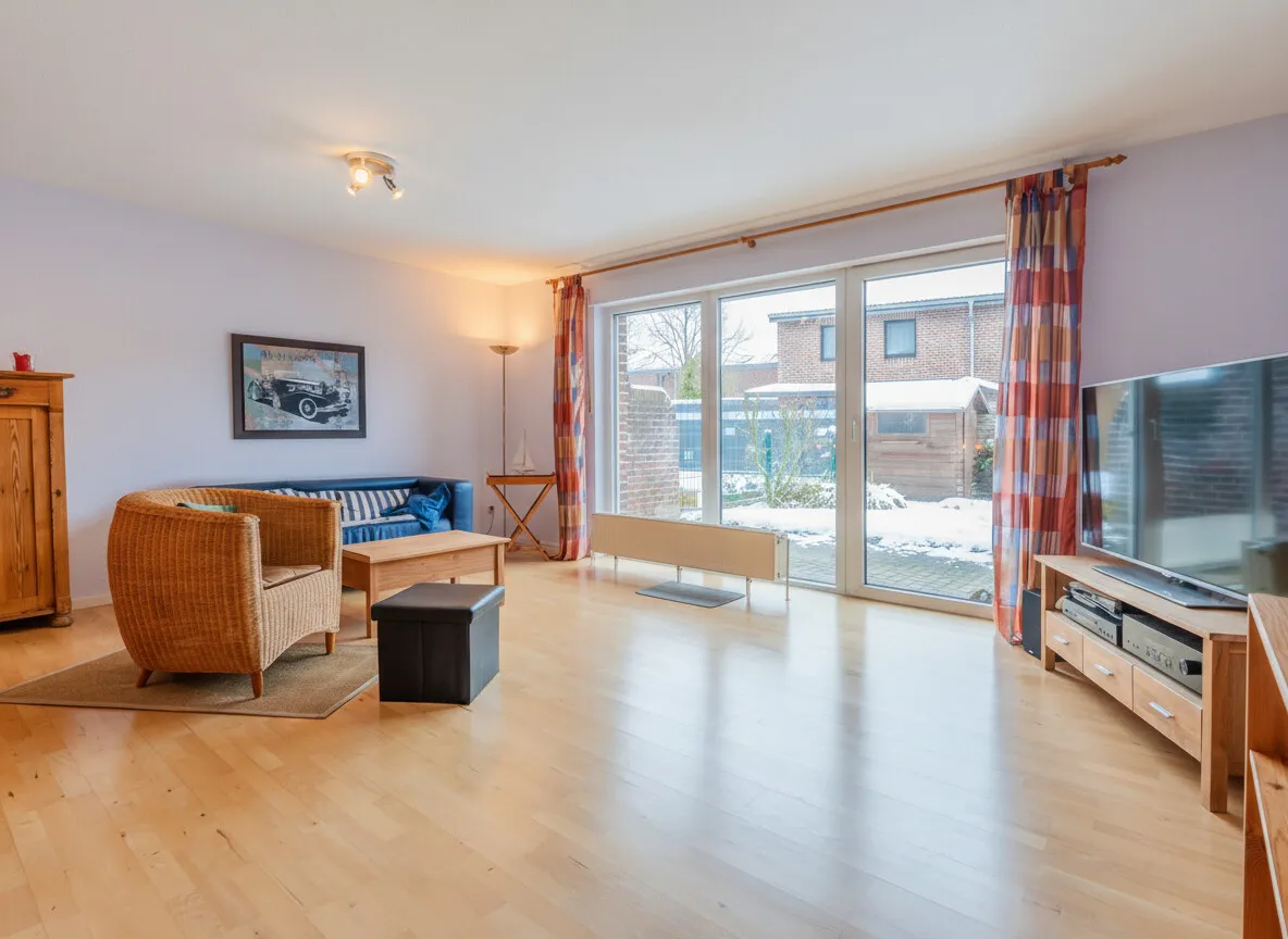 Wohnzimmer mit großer Fensteranlage