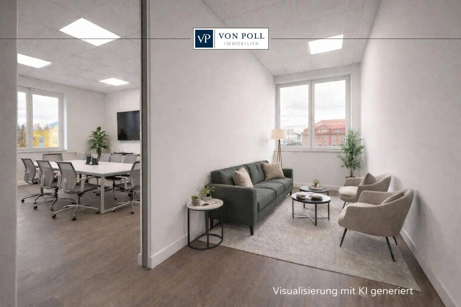 Musterfoto Blick in den Besprechungsraum und Besucherlounge