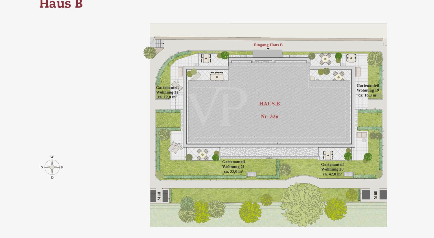 Gartenplan Haus B