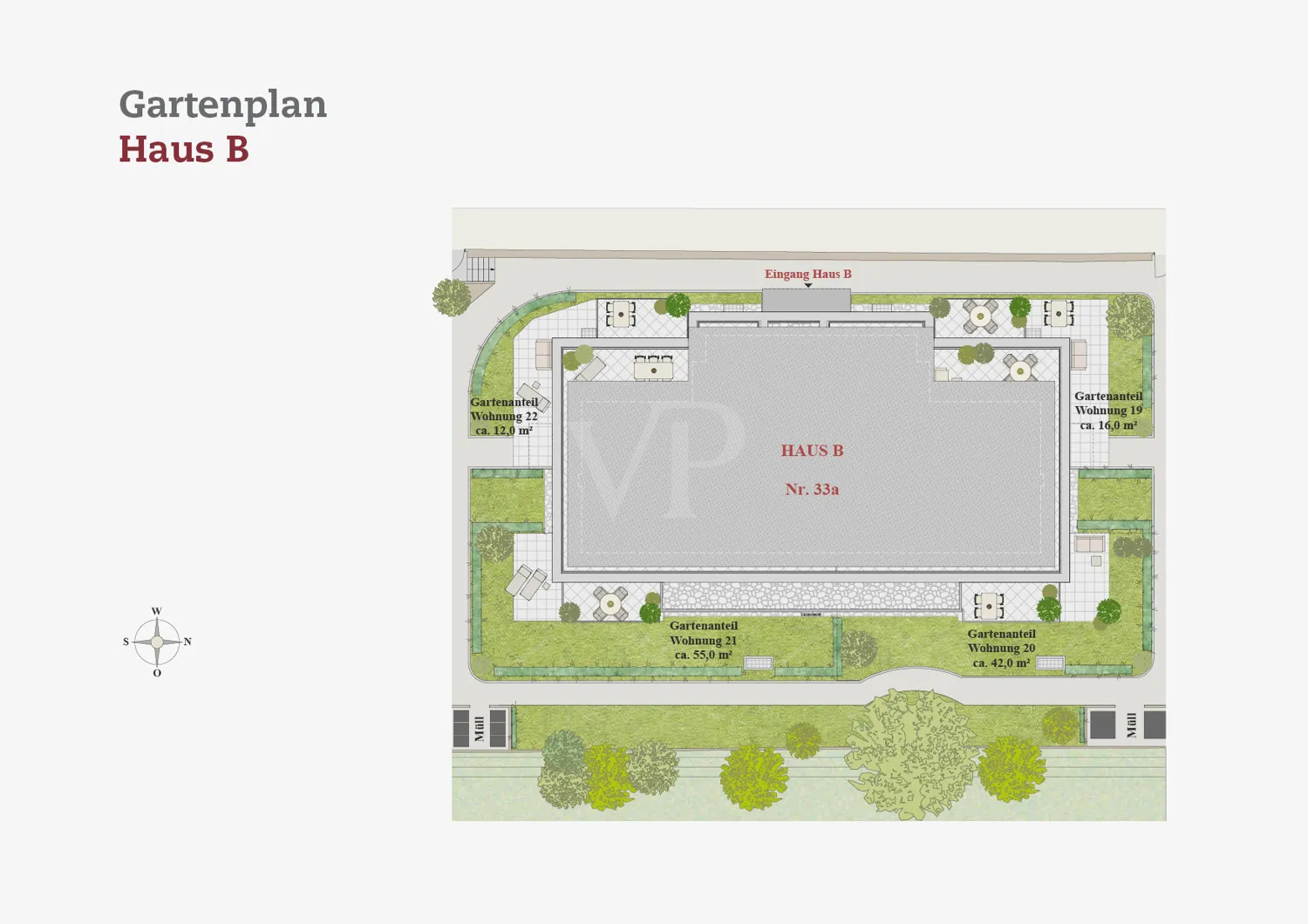 Gartenplan Haus B