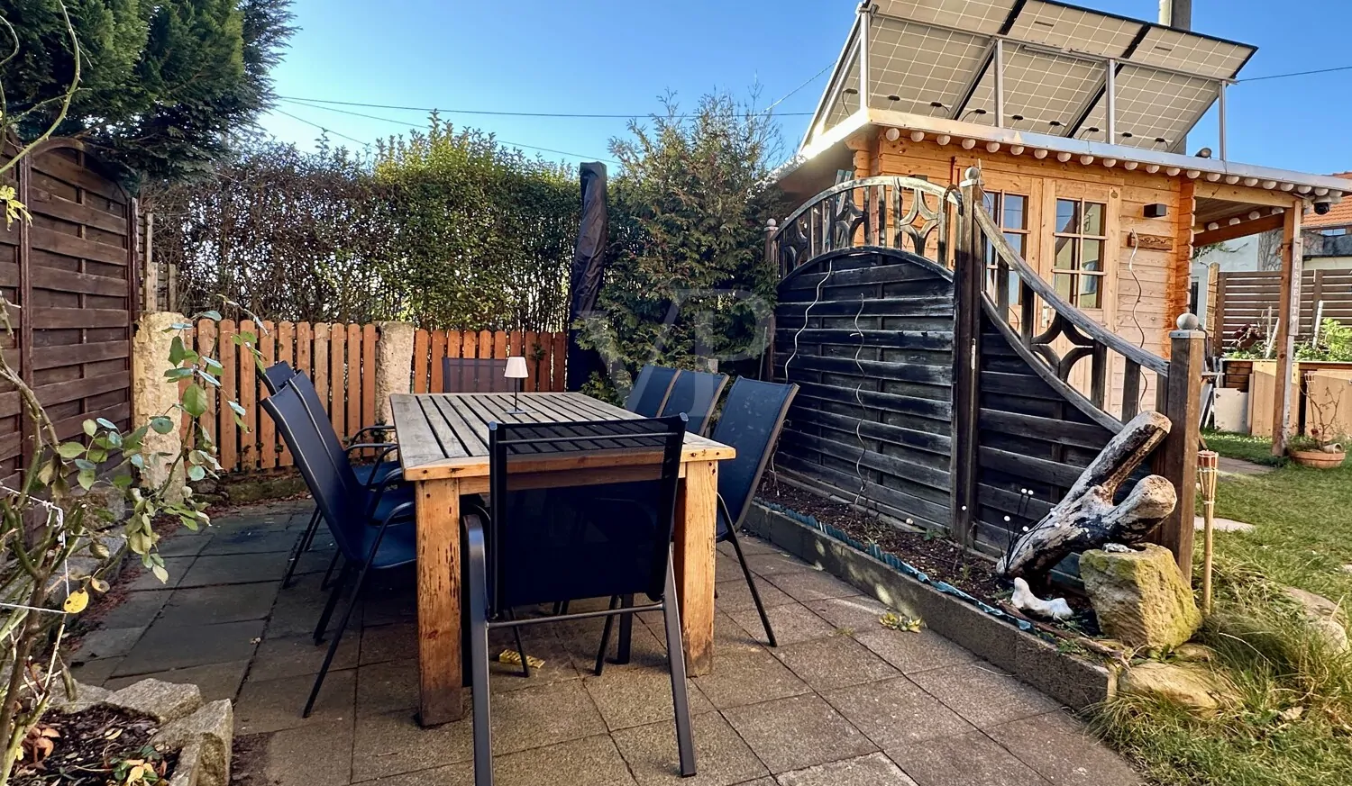 Terrasse mit Blick zur Sauna