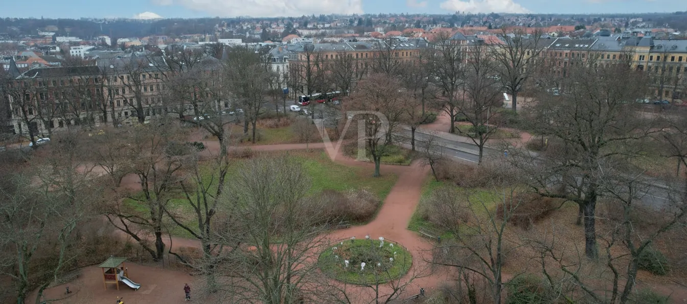 Blick auf den naheliegenden Park