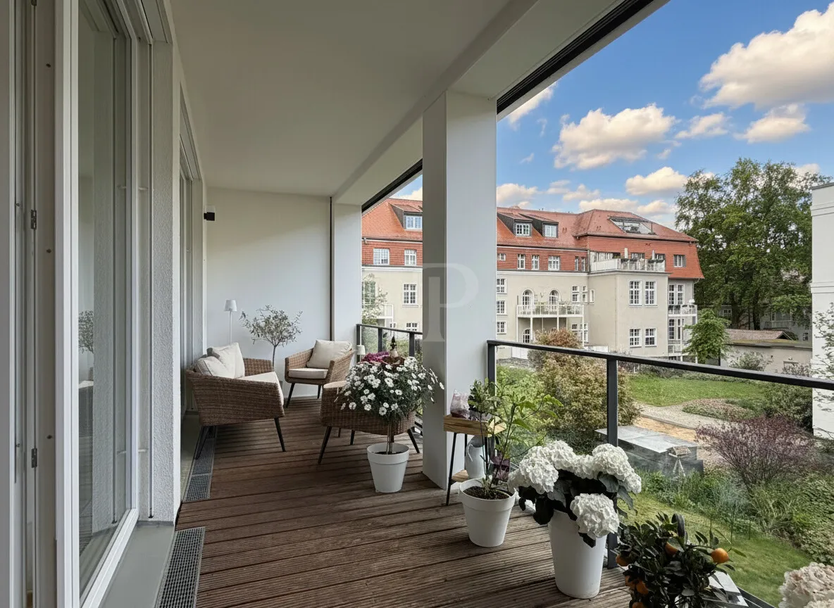 Ansicht auf den großzügigen Balkon