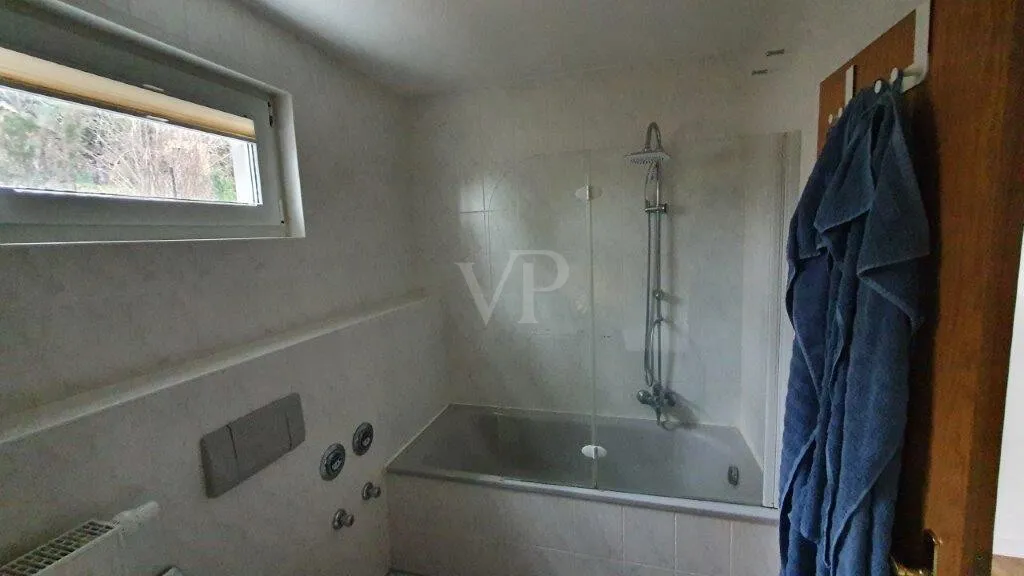 Badezimmer Mit Badewanne und Duschwand