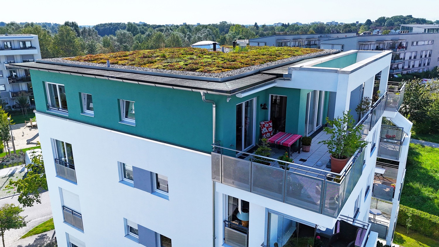 Blick auf die Dachterrasse