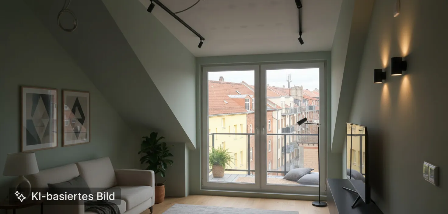 KI - Vorschlag Wohnzimmer mit Balkon nach Fertigstellung