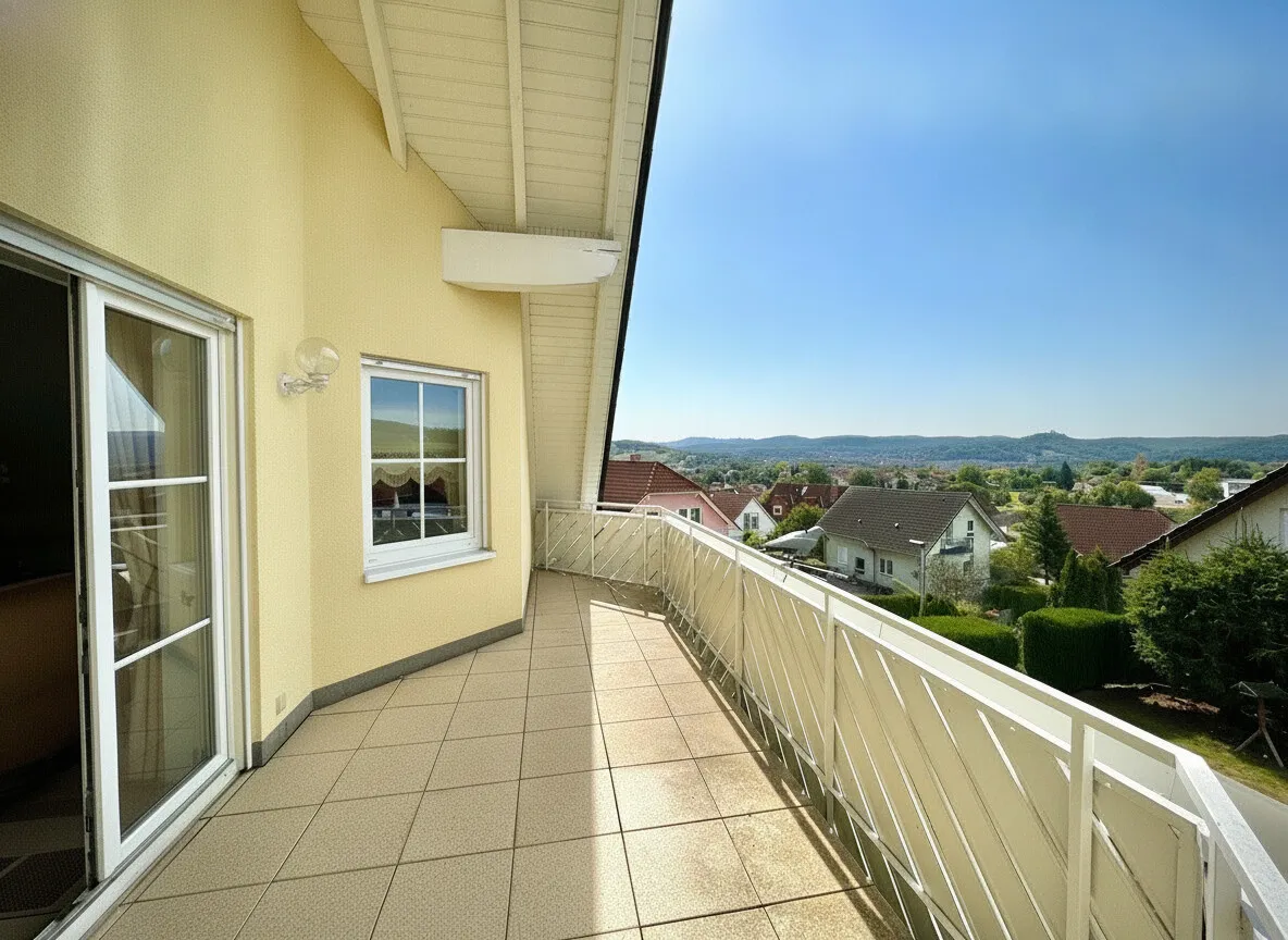 Sonniger Balkon Dachgeschoss