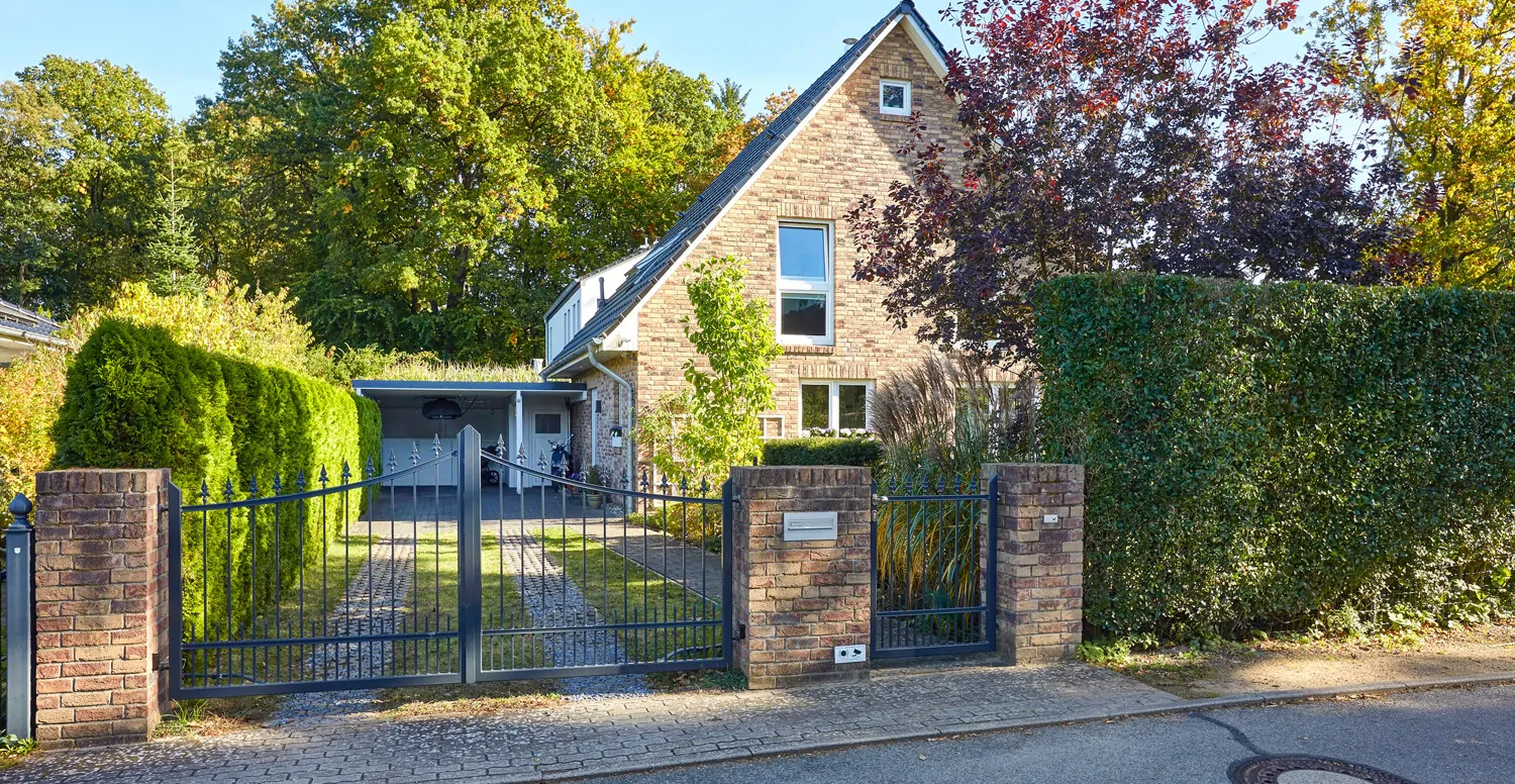 Auffahrt und elektrische Toranlage