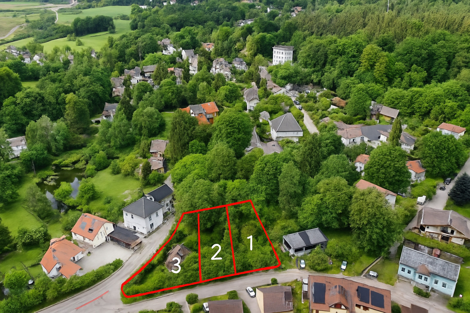 Grundstück mit Nummerierung