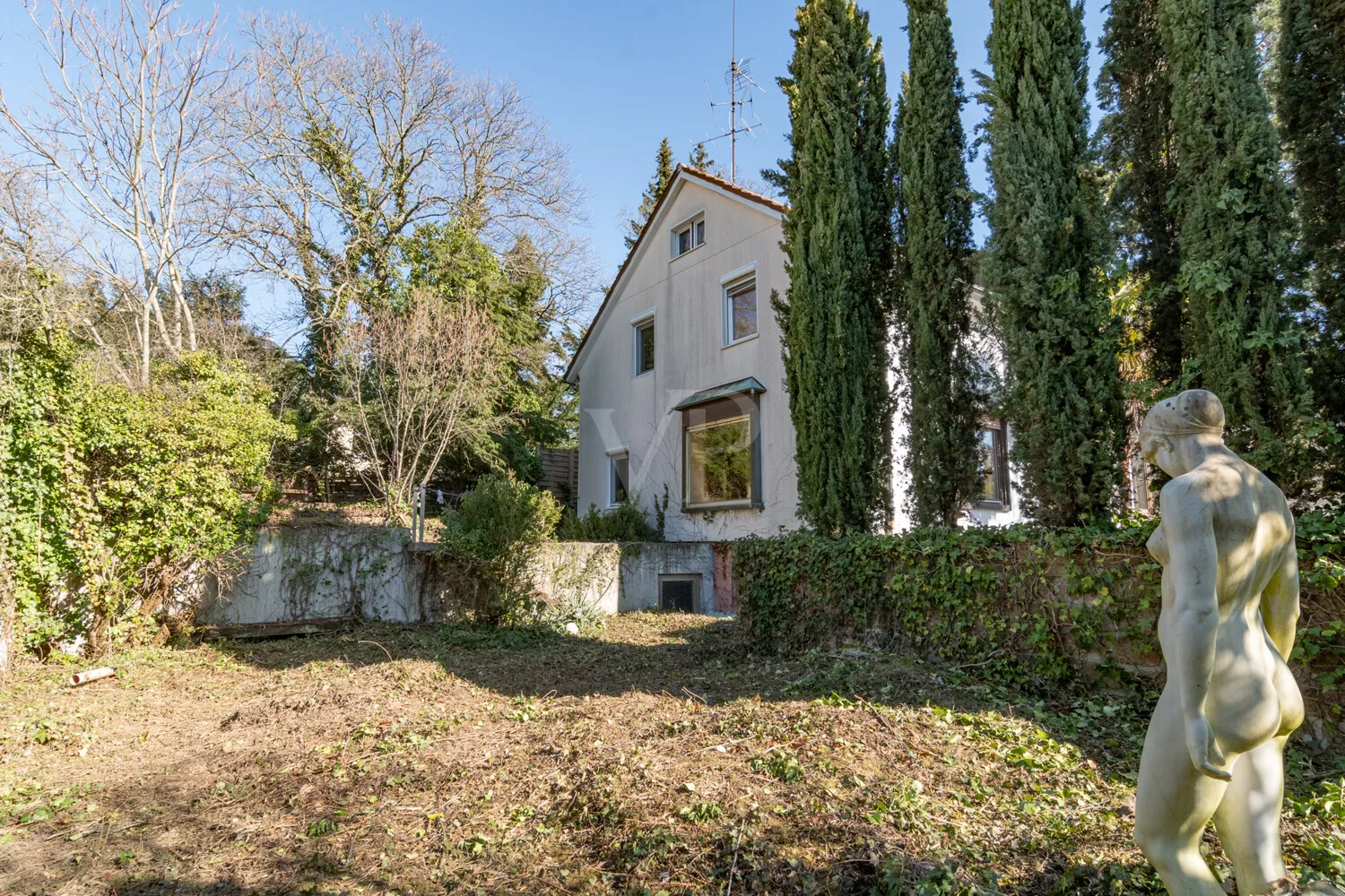 Garten mit Blick auf Haus