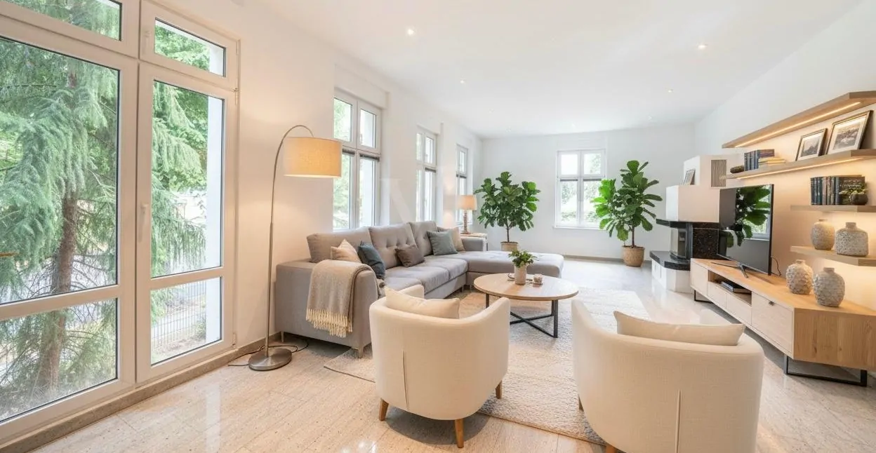 Wohnzimmer KI eingerichtet