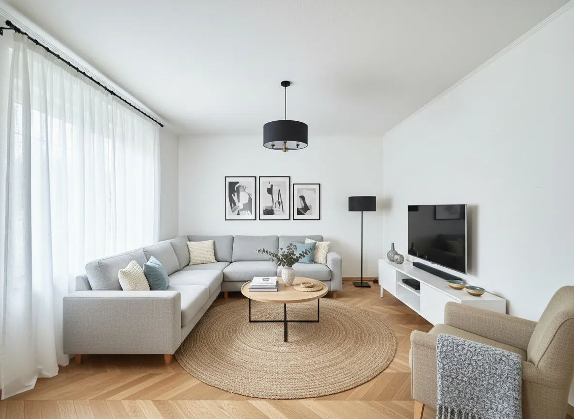 Wohnzimmer - KI eingerichtet