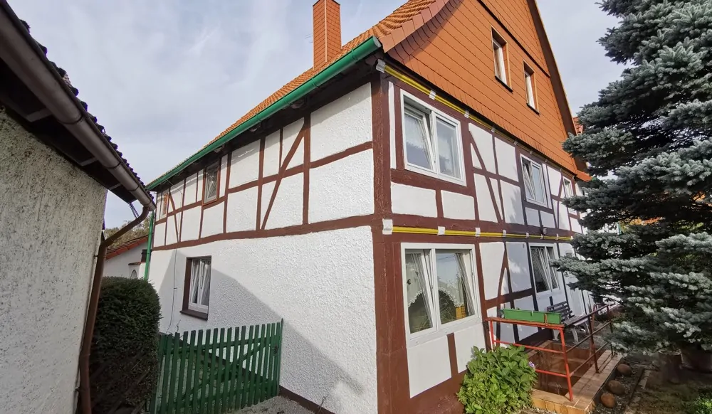 Seitlich mit Weg zur Garage