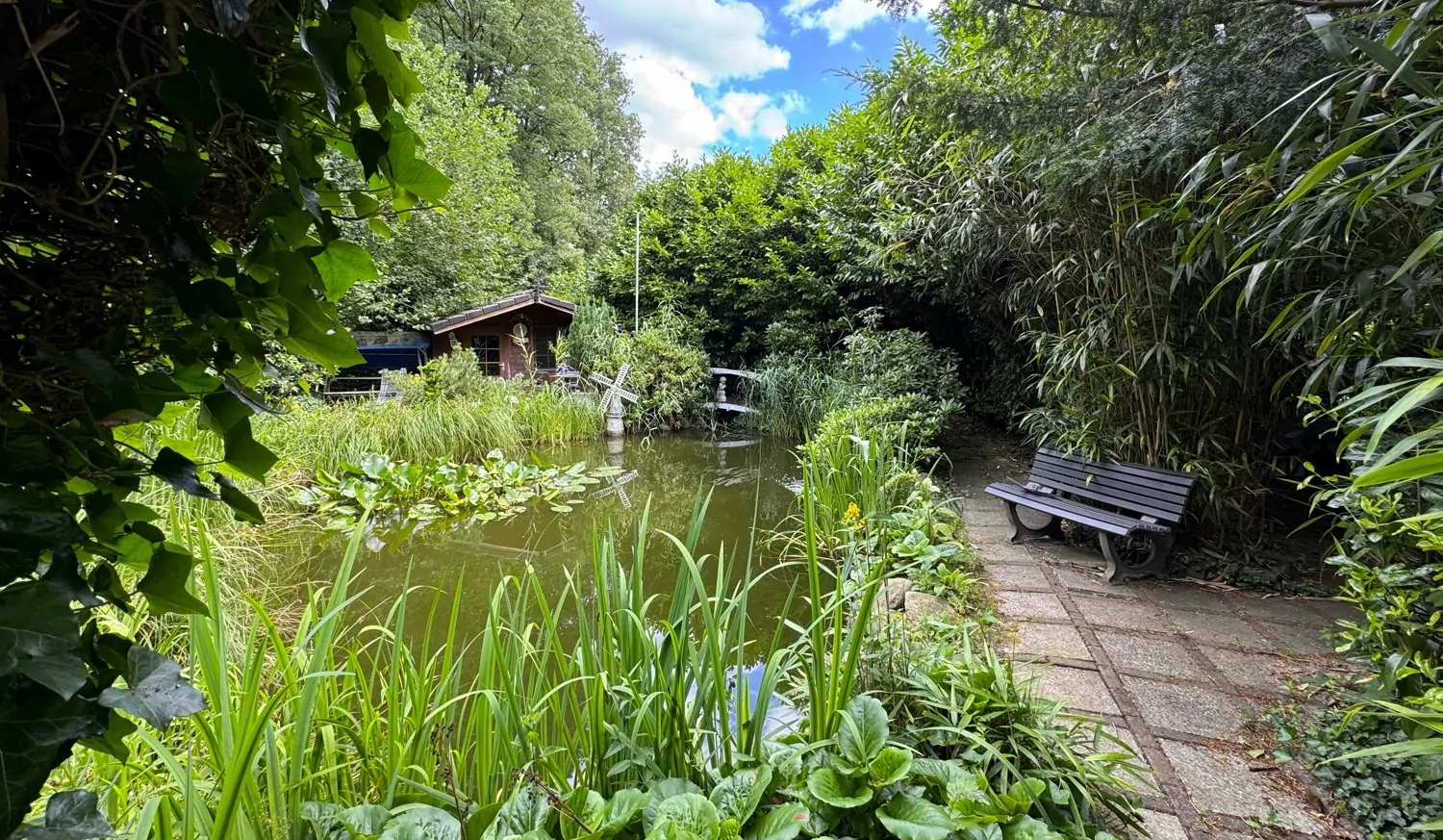 Teich mit Gartenhaus