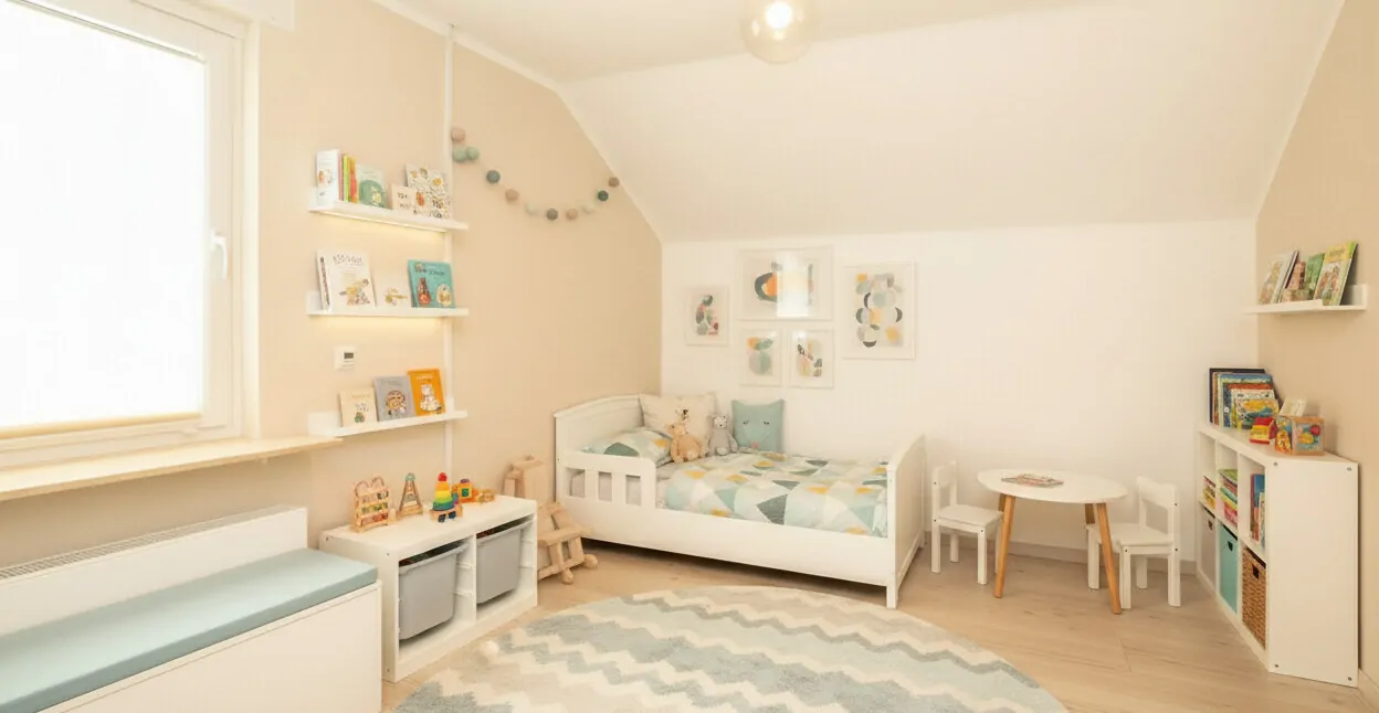 Kinderzimmer Dachgeschoss- visualisiert