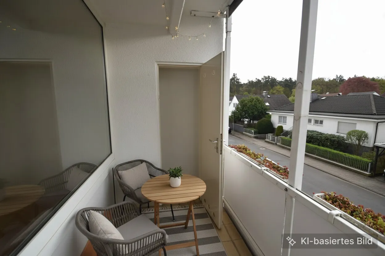Balkon mit Abstellraum visualisiert
