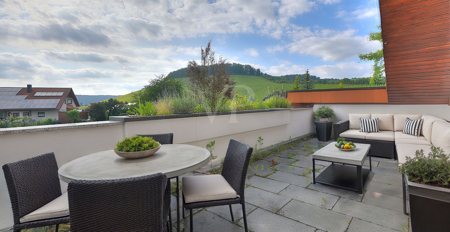 Terrasse Obergeschoss mögliche Möblierung